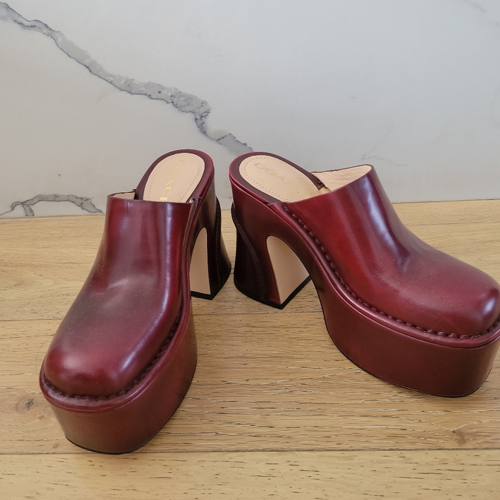 Coach Leather Clogs. Brown. Size 6.